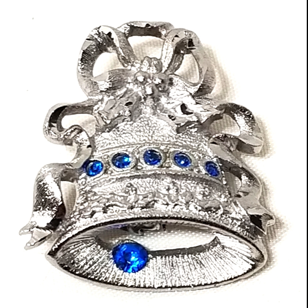 SILVER WITH BLUE RHINESTON PIN